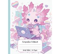 Composition Notebook Wide Ruled Cute Kawaii School Supplies Axolotl Boba Tea Pastel Pink Purple for Girls Teens Kids Lined Journal for Writing | ... Students | Work | Japanese | 3rd 5th Grade