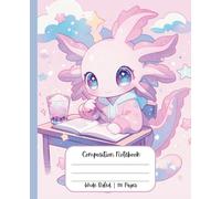Composition Notebook Wide Ruled Cute Kawaii School Supplies Axolotl Boba Tea Pastel Pink Purple for Girls | Teens | Kids | Lined Journal for Writing | ... School Students | Work | Japanese | 5th Grade