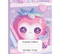 Composition Notebook Wide Ruled Cute Kawaii School Supplies Strawberry Boba Tea Hearts Pastel Pink Purple for Girls | Teens | Kids | Lined Journal for ... | Middle School Students | Work | Japanese