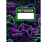 Composition Notebook: Wide Ruled Journal for Gamers | Neon Glitch Art & Video Game Controller Design | Cool School Gear (120 Pages)