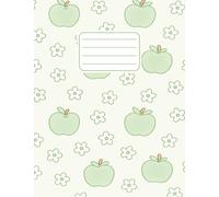 Composition Notebook Wide Ruled: Kawaii Green Apple Pretty Flower Pattern Cute Aesthetic Journal Book For Girls, Teens, And Teacher. Lined Paper 110 (55 Sheets)