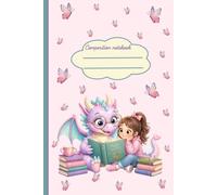 Composition Notebook: Wide Ruled Lined Journal For girls, Cute Pink & Purple Dragon And Butterflies Them For School, Home Creative Writing & Daily Notes