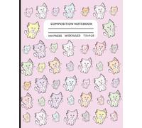 Composition Notebook: Wide Ruled Paper Journal I Cute Cat Notebook: 7.5 x 9.25 in I For Kids and Teens