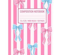 Composition Notebook: Wide Ruled Pink Striped Coquette Bows Notebook for Women and Teen Girls, for School, College & Work