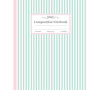 Composition Notebook Wide Ruled: Preppy Aesthetic Pastel Green Striped Journal for Women, Teen Girls, School, College, Work & Office | 110 Pages, 7.5 x 9.25"