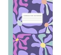 Composition Notebook: Wide Ruled - Purple Retro Blooms - Extra Thick Journal