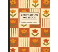 Composition Notebook: Wide Ruled | Terracotta Floral Checkerboard Design | 120 Pages | 7.5 x 9.25 in