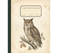 Composition Notebook Wide Ruled: Vintage Owl Illustration, Classic Natural History Design: Aesthetic Journal for Kids, Girls, Boys, Teens, Students, Teachers, Journaling