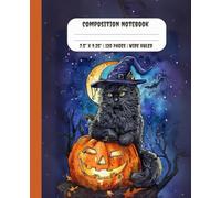 Composition Notebook Wide Ruled: Witchy Black Cat | Halloween Notebook | Tarot Journal | Cute Journal for Kids and Teen | 120 Pages