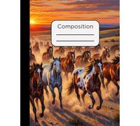 Composition Notebook: Wild Running Horses Design with 120 Pages, College Ruled, 7.5 x 9.5