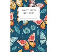 Composition notebook with creative cover full of cute colorful butterflies - 100-page lined notebook for elementary school girls