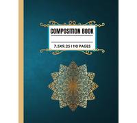 COMPOSITION NOTEBOOK WITH GOLDEN DESIGN 7.5X9.25 " 110 PAGES: Some Great Golden Color design with Cute Girl Reading Book in Inner Part Of Every Page Corner Design