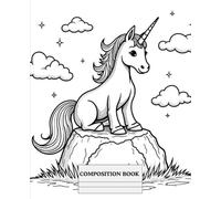 Composition Notebook with Magic Horse Coloring Cover for Kids & Adults ,Back to School Supplies: Office and Work Supplies , Wide Ruled Notebook