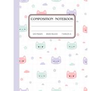 Composition Notebook with Pastel Kawaii Cat Pattern: Wide-Ruled Writing Journal - 7.5" x 9.25", 120 Pages, Cute and Whimsical Notebook for School, Work, or Gifting