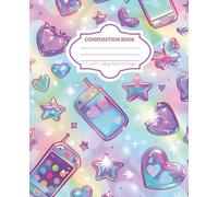 Composition Notebook Y2K Aesthetic Nostalgia Neon Hearts, Butterflies, Phones, and Stars | Perfect for School and Writing,: 7.5" x 9.25" 120 Pages College Ruled, Glossy Cover Design