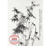 Composition Sketchbook 8.5x11: Ink brush strokes depict slender bamboo leaves against a light background. The artwork showcases minimalist elegance with varying shades of black and gray.