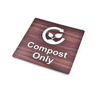 Compost Only - Cartel adhesivo para residuos de jardín, etiqueta para cubo de basura (efecto madera)