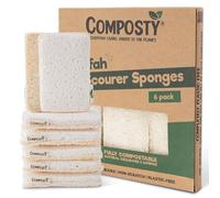 Composty® Esponjas de Estropajo ecológicas lufah | Paquete de 6 | Esponja de Cocina compostable | Esponja de Lavado Biodegradable | Sin plástico | 100% Natural | Larga duración | Un árbol plantado