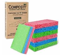 Composty® | Esponjas ecológicas 'Pop-Up' | Paquete de 6 | Compostable | Sin residuos | Sin plástico | 100% celulosa Natural | Larga duración | 3 Color