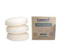 Composty® Esponjas para bebé Konjac de primera calidad, 3 unidades, reutilizables, súper suaves y suaves, compostables, sin plástico, 100% natural, sin residuos, color blanco, plantado en un árbol
