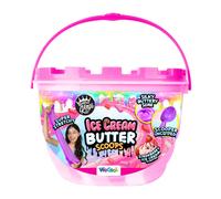 Compound Kings Fluffy Ice Cream Butter Scoops Slime Bucket for Boys and Girls Sensory Toy Non-Toxic Non-Sticky Scented Includes Ice Cream Mix Ins &