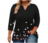 Compra Online Camiseta Manga Larga Mujer,Talla Grande Camisetas Básico de Rayas Cuello V Primavera Otoño Casual Estampado Sueltos Túnica Cómodo Camisa Informal Trabajo de Oficina Diario Tops tee