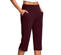 Compra Online Pantalon Chandal Mujer,Pantalones Pirata para Mujer Holgados Color Sólido Pantalón de Pierna Rectos Ligeros Cómodos Pantalon Capris con Bolsillos Cintura Alta Danza Pilates Yoga Pants