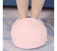 Compras Locas Calentador de pies, 15 * 11 * 4.7in Suave y cómodo extraíble Seguro de usar Fácil de limpiar Piel de conejo + Calentador Usb, Oficina para viajes en casa(powder)