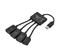 Compras Locas Función USB Hub OTG con Puerto de Carga USB-C, 4 en 1 USB, 3.1 Tipo-C Macho a USB 2.0 Hembra 3 Puertos USB