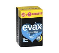 Evax Cottonlike Noche Compresas Con Alas, Pack de 26, Parte Trasera Más Ancha, Absorben Flujo Repentino, Eliminan Malos Olores, Capa Superior Extrasuave, 100% Limpia y 0% Olor