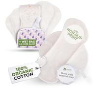 Compresas reutilizables antideslizantes en bambú orgánico para flujo menstrual abundante e incontinencia (L+XL, 6 uds); lavables a alta T°; suaves, no irritantes y cómodas, compresas tela para mujeres