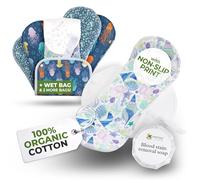 Compresas reutilizables antideslizantes para adolescentes (S+M, 6 uds); lavables a alta T°, suaves, no irritantes, cómodas; compresas tela en algodón orgánico para la primera regla cómoda y ecológica