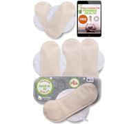 Compresas reutilizables en algodón orgánico para flujo ligero (S+M, 6 uds.); lavables a alta T°, HECHAS EN LA UE; suaves y no irritantes, compresas de tela para una higiene menstrual cómoda de mujeres