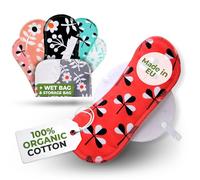 Compresas reutilizables en algodón orgánico para flujo ligero (S+M, 6 uds.); lavables a alta T°, HECHAS EN LA UE; suaves y no irritantes, compresas de tela para una higiene menstrual cómoda de mujeres