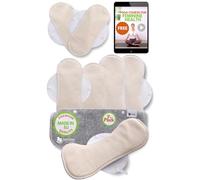 Compresas reutilizables en algodón orgánico para flujo menstrual ligero y abundante (S+M+L+XL, 7 uds); lavables a alta T°, HECHAS EN LA UE; suaves, no irritantes y cómodas, compresas tela para mujeres