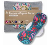 Compresas reutilizables en algodón orgánico para flujo menstrual ligero y abundante (S+M+L+XL, 7 uds); lavables a alta T°, HECHAS EN LA UE; suaves, no irritantes y cómodas, compresas tela para mujeres