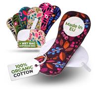 Compresas reutilizables en bambú orgánico para flujo menstrual ligero y abundante (S+M+L+XL, 7 uds); lavables a alta T°, HECHAS EN LA UE; suaves, no irritantes y cómodas, compresas tela para mujeres