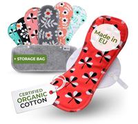 Compresas reutilizables en bambú orgánico para flujo menstrual ligero y abundante (S+M+L+XL, 7 uds); lavables a alta T°, HECHAS EN LA UE; suaves, no irritantes y cómodas, compresas tela para mujeres