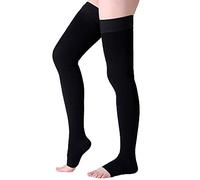 Compresión Muslo Medias altas 23-32-mmHg Ayuda de alivio Prevenga la vena varicosa (Color : Black, Size : XXL)