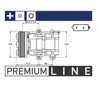 Compresor Acondicionado Keilrippenriemenscheibe 129mm MAHLE para Ford Mondeo III