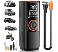 Compresor Aire Portatil,150PSI Inflador Ruedas Coche Mini Bomba de Aire Bicicleta Electrica con Pantalla LCD Digital Accesorios Coche Inflador Electrico con Luces LED para Coches Moto Bicicleta Bola