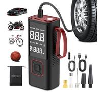 Compresor Aire Portátil,COCCKO 150 PSI Inflador Ruedas Coche,con batería de 6000 mAh,Inflador Digital con Función de Luz LED, Hinchador Electrico,cable 3 m,para Auto, Moto, Bicicleta y Pelota