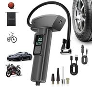 Compresor Aire Portátil,COCCKO 150 PSI Inflador Ruedas Coche,Martillo Rompevidrios y Cortador de Cinturón,Inflador Digital con Luz LED, Hinchador Electrico,para Auto, Moto, Bicicleta y Pelota