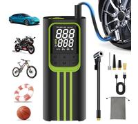 Compresor Aire Portatil, Inflador Ruedas Coche 150 PSI Inalámbrico, Batería Recargable con Pantalla Digital y Luz LED, Modos Automáticos de Inflado, para Coche, Moto, Bicicleta y Pelotas (4in)