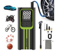 Compresor Aire Portatil, Inflador Ruedas Coche 150 PSI Inalámbrico, Batería Recargable con Pantalla Digital y Luz LED, Modos Automáticos de Inflado, para Coche, Moto, Bicicleta y Pelotas