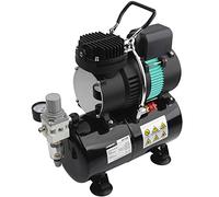 Compresor de aerógrafo de lujo Airgoo AG-326 con dos ventiladores y depósito de aire de 3 litros, regulador, trampa de humedad para aficiones, decoración de alimentos, tatuajes, gráficos, etc.