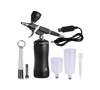 Compresor de aerógrafo portátil inalámbrico Auto Start Stop Wireless Personal Air Brush Kit Spray Gun Set Ladys Gifts Aplicación multifuncional(Black)