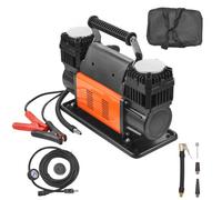VEVOR Compresor de Aire Portátil de Alta Resistencia de 10,6 CFM, Inflado Rápido en 30 s, Doble Cilindro, 12 V y 150 PSI con Adaptadores para Camiones, Automóviles, SUV, 365 x 150 x 227 mm, Negro