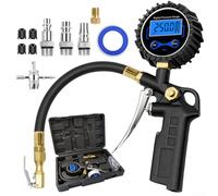 Compresor de aire inflador de neumáticos, medidor de presión de neumáticos LCD digital con pantalla retroiluminada para coche y camión, medidas de alta precisión 3-250 PSI, PSI/Bar/Kg/cm2/Kpa