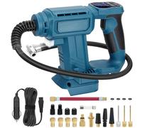 Compresor de Aire Portátil 18V Compatible con Batería Makita, 150PSI Bomba de Aire Eléctrica Inalámbrica con Pantalla LCD y Luz LED para Coche, Moto, Bicicleta y Balones (Sin Batería)